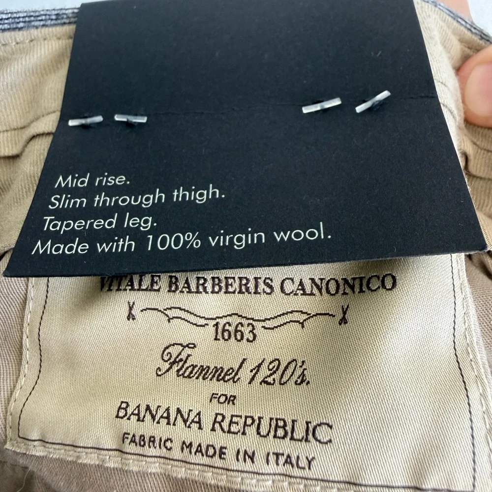 Banana Republic Vitale Barberis Canonico Wool Pants 33x32 Tapered Fit NWT